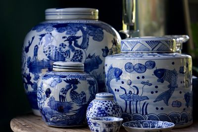 Blauw witte chinese pot merel - Afbeelding 3