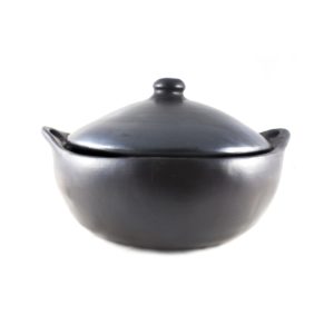 Black pottery ovale kookpot met deksel L