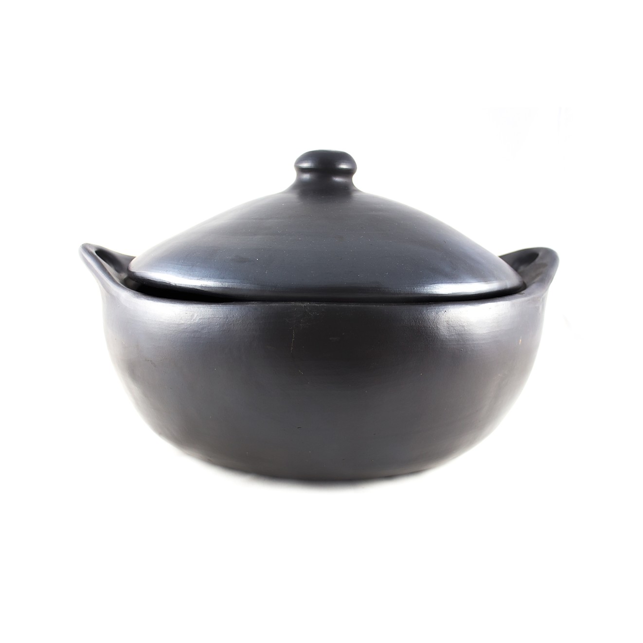 Black pottery ovale kookpot met deksel L