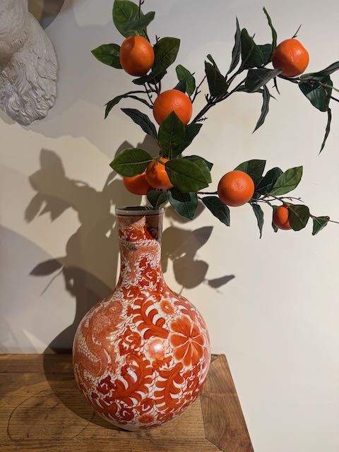 Chinese vaas rood/wit L
