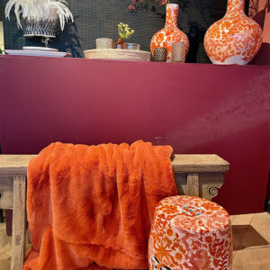 oranje faux fur plaid