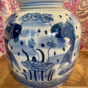 Blauw witte chinese pot met vissen