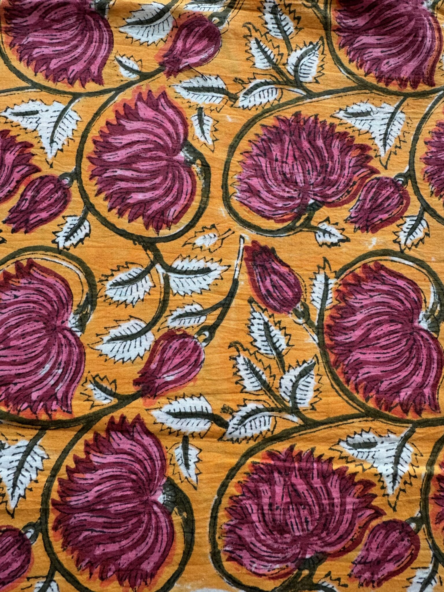 tafelkleed blockprint oranje/roze 3.00x1.80m