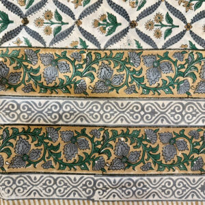 tafelkleed blockprint wit/olijf groen/beige 2.75x1.80m