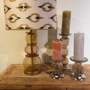 ovale lampenkap ecru/oker/zwart ikat print