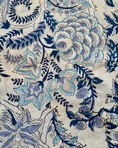 tafelkleed blockprint blauw/wit bloem 3.00x1.80m