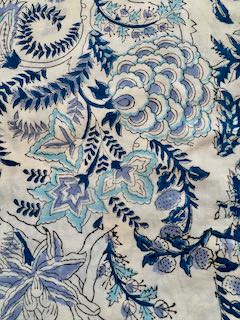 tafelkleed blockprint blauw/wit bloem 3.00x1.80m