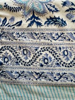 tafelkleed blockprint blauw/wit bloem 3.00x1.80m - Afbeelding 2