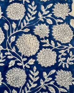 tafelkleed blockprint blauw/wit bloem 3.00x1.80m