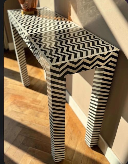 wand tafel bone inlay zwart wit - Afbeelding 2