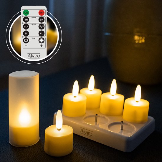 oplaadbare waxinelichtjes compact, 6 stuks