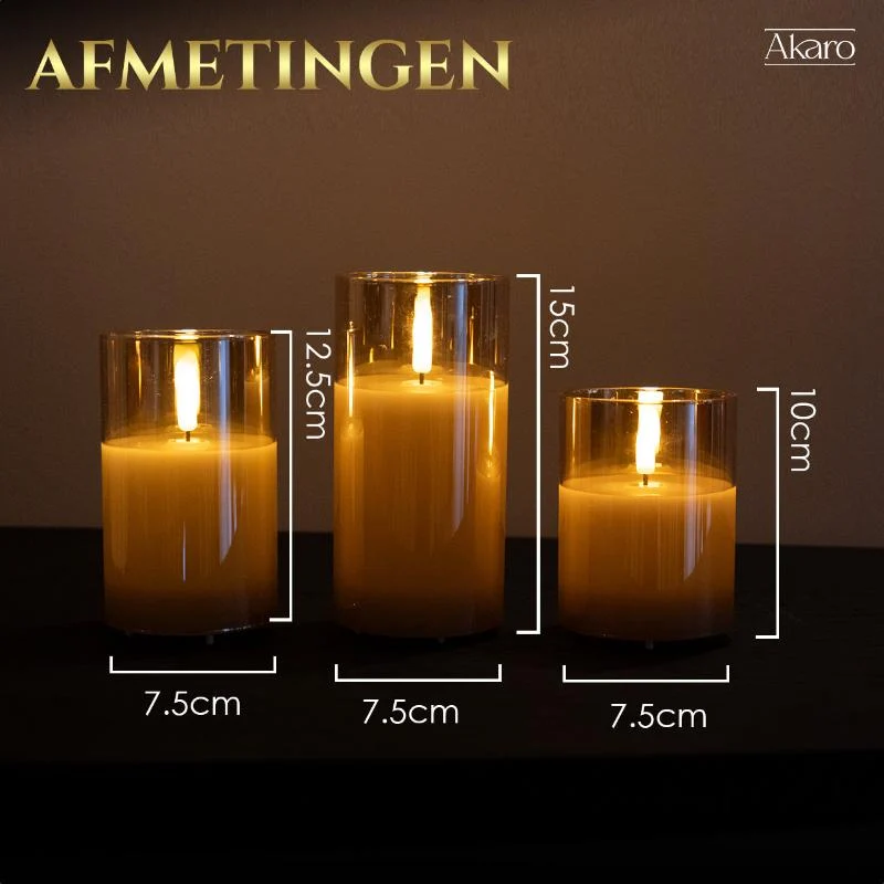 oplaadbare LED kaarsen goud glas - Afbeelding 3