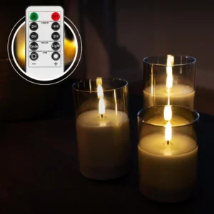 oplaadbare LED kaarsen grijs glas