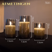 oplaadbare LED kaarsen grijs glas - Afbeelding 2