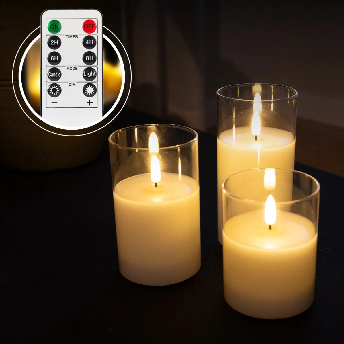 oplaadbare LED kaarsen transparant glas